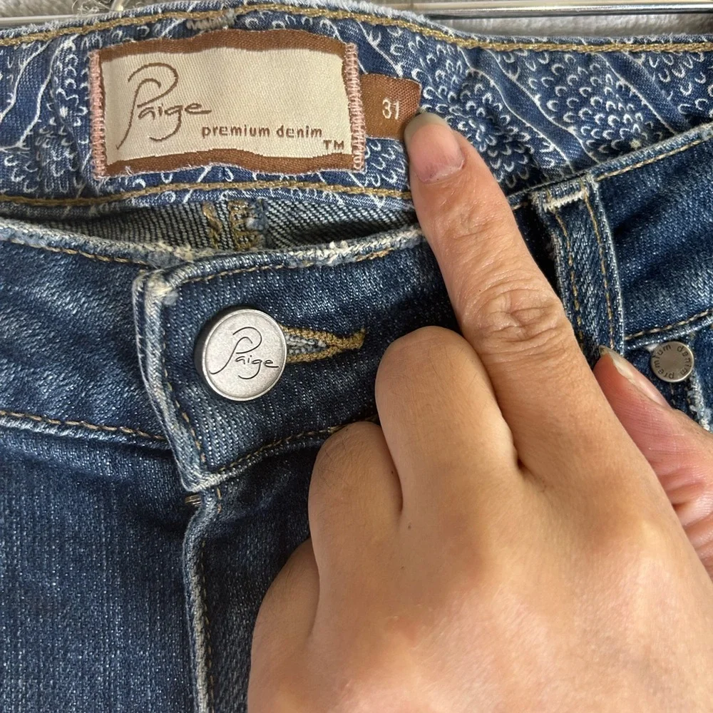 Paige Hollywood hills low rise distressed flare denim - Picture 3 of 12